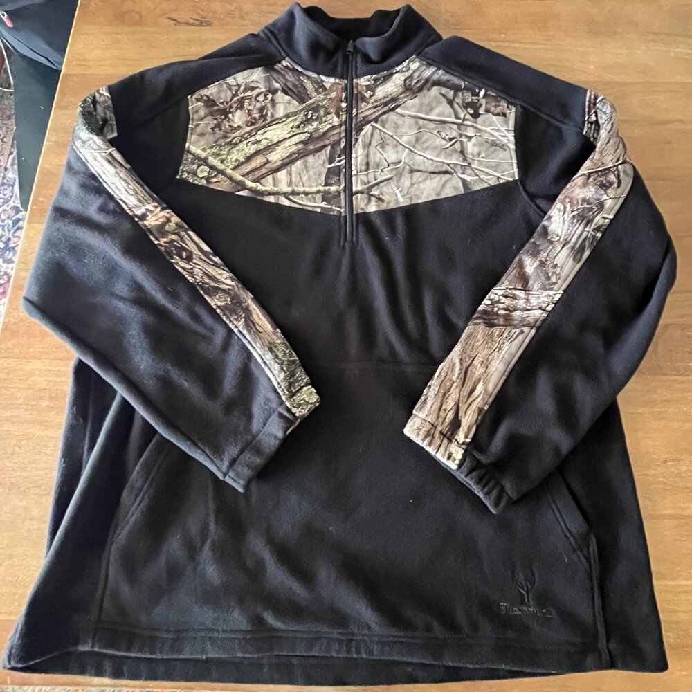 HUNTWORTH Men’s 2XL XXL Black‎ Camo Fleece Pullover Jacket Sweater Front Pocket
